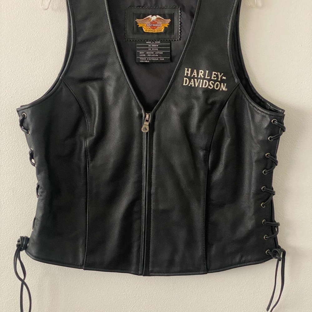 Harley-Davidson Black Leather Ride Free Motorcycle Vest Biker